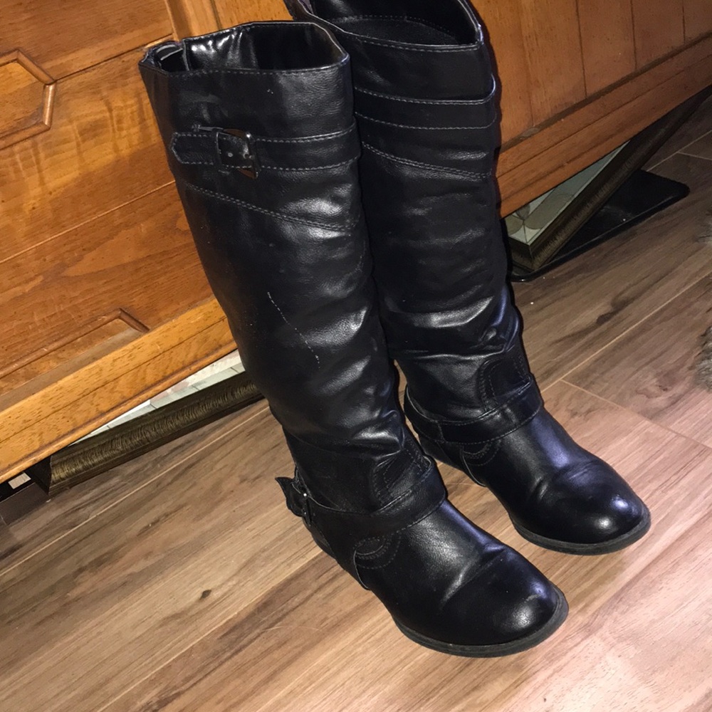 Black Knee high flat boots